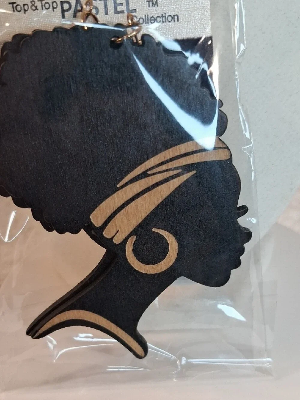 Black Afro Silhouette Wood Earrings